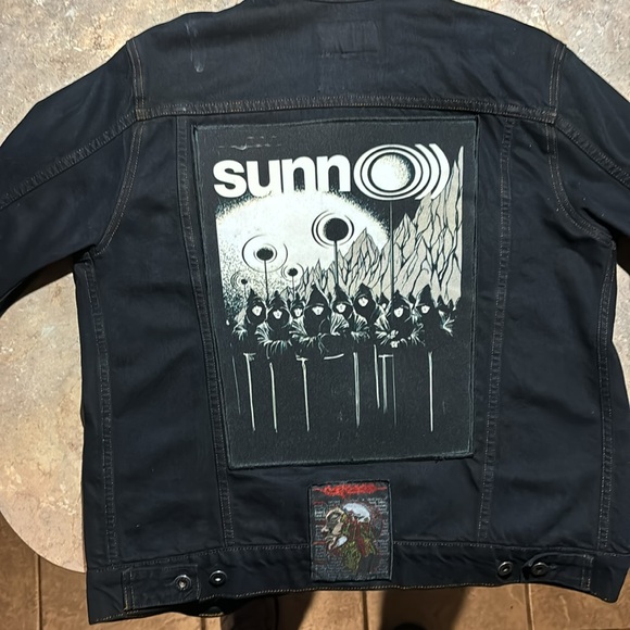 Battle Jacket with SUNN O))) and Carcass patches on black denim jacket by Bluer. - Picture 3 of 8